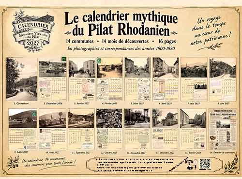 Affiche du calendrier Mémoires Vivantes du Pilat 2027 (cliquer pour agrandir)